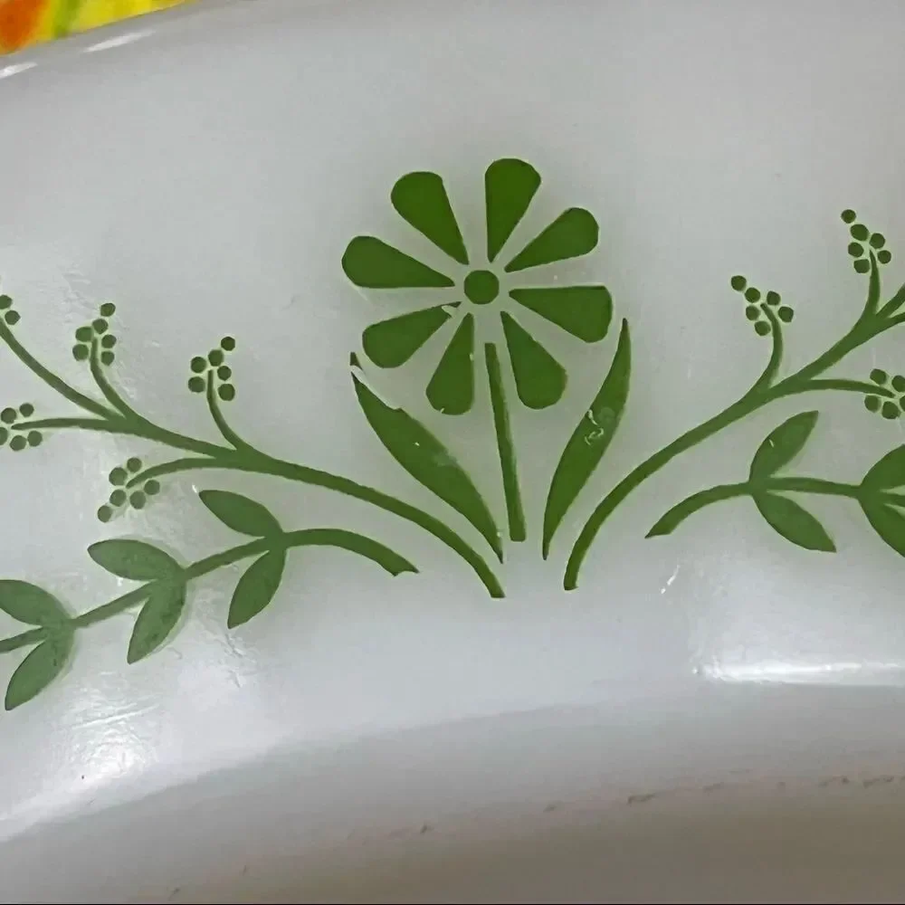 Vintage Glasbake Spring Blossom Divided Casserole Dish